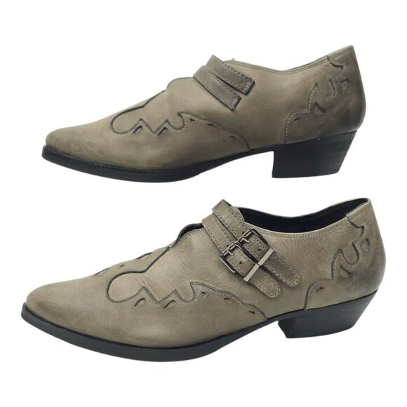 Free People Monument Western Ankle Bootie US 8.5 EU 39 Leather Double Buckle - Picture 11 of 16